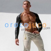 Neue Männer Leder wie hohle Arm Ärmel Shrug mit Atemlöchern schwarz M L XL MU911
