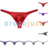 Men's Shiny Bikini Thong Enhance Pouch Low-rise Booty Exotic Panties Underwear