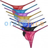 Men's See-through Mesh Thongs Bikini Underwear G-string Low-rise Jockstrap Hipster T-back