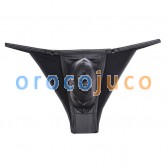 Men Iron Bikini Briefs Leather Like Sexy Pouch Underwear Mini Border Brief