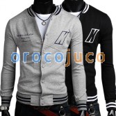 Men’s Stylish Slim Fit Jackets Coats Hoody Black & Grey XS~L MU1029