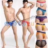 New Sexy Men’s See Through Mesh Bikinis Boxer Briefs Underwear Bulge Pouch Sheer Briefs Size S M L 8 Colors For Choose MU887