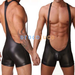 Mens sexy Kunstleder Bodysuit Unterwäsche MU100