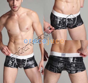 Ausbeulen-Boxer-Schriftsätze der sexy Männer in Mode Nachtwäsche-Unterwäsche gemütliche U-Briefs Boxer mit silbernem Muster MU1911