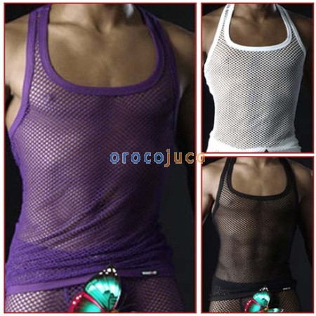 Sexy Mens big mesh Underwear Tank Top MU77 