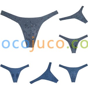 Men's Embroider G-string Bulge Pouch Unusual Thong Underwear Stretch T-back Hipster Tanga