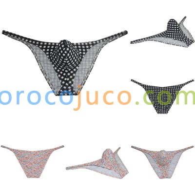 Mens Cheeky Air Bubble Knitted Fabric String Bikini Pouch Briefs Underwear