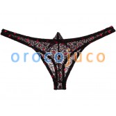 Hommes Jacquard Dentelle Bikini String Poche T-Back Underwear Diamant Solide Mini Slip MU247X