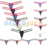Men's Double String Belt Bikini Thong Underwear Silk Soft Pouch T-back Lingerie MUOR3012