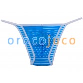 New Men 's Border Mesh Rayé Slip Filé Bikini Slip Sous-Vêtements Poche Open Side Fitness Wear MU403