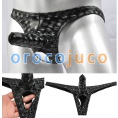 Nouveau Hommes Bikini Longue Poche T-Back 3D Motif Noix Thong Faux Boule Trou Sous-Vêtements MU407