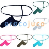 Men's G-string Glossy Bionic Underwear Long Bulge Pouch Elastic Bikini Thong