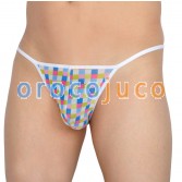 Men's Checks Sheer Mesh Bulge Pouch Briefs Sous-vêtements Ceinture String Bikinis String MU223X