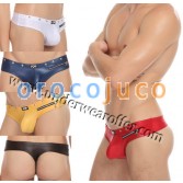 Sexy Men’s Imitation Ieather Thong Bikini Briefs Zipper Underwear Tanga T-back Size M~XL 5 Colors For Choose MU1107 