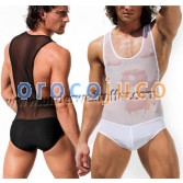 Sous-vêtement de justaucorps Sexy Man 's See-through Mesh Singlet Freestyle One-Piece Fitness Gilet 4 couleurs M L XL MU1126