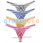 Men's Bluge Pouch Thongs Unique Stripe Mesh G-Strings Sous-Vêtements MU266X