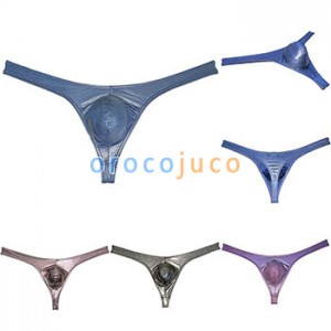 Men's Shiny Metallic Bikini Bulge Pouch Thong G-string Classic T-back Underwear