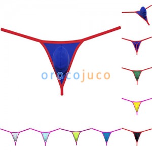 Men's Solid Swimsuit Fabric Bikini Thong Underwear Male T-back Pouch G-string MUOR3002