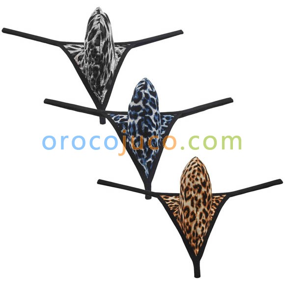 Soft Pouch Leopard Mini Bikin Men Contoured Micro Thong Underwear  G-String Tanga MU09N