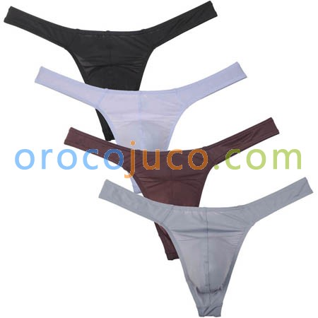 Men's Ice Silk Daily Thong Underwear Classics Convex Pouch T-back Bikini Shorts