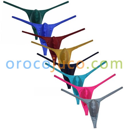 Men's Gorgeous pure color Pouch Thong Bulge Underwear Shiny Bikini
