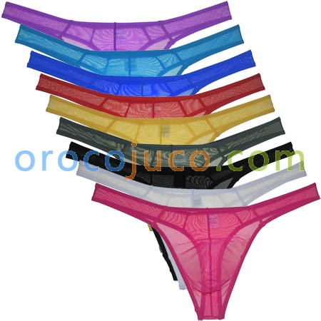 Men's See-through Mesh Thongs Bikini Underwear Low-rise Jockstrap Hipster T-back