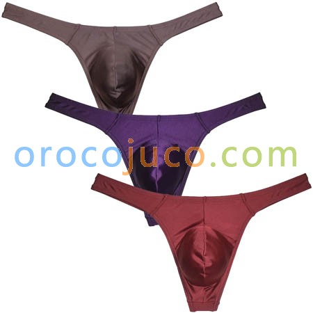 Men's Low-rise Shine Thong Underwear Bulge Pouch Bikini G-string Underpants