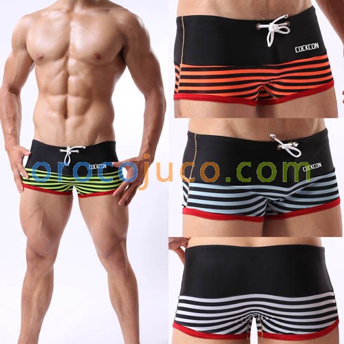 Sexy Men's Low Rise Stripe Boxers Briefs Swimwear Boxers Shorts Comfy Swimming Trunks M L XL 2XL 4 Colors For Choose MU342