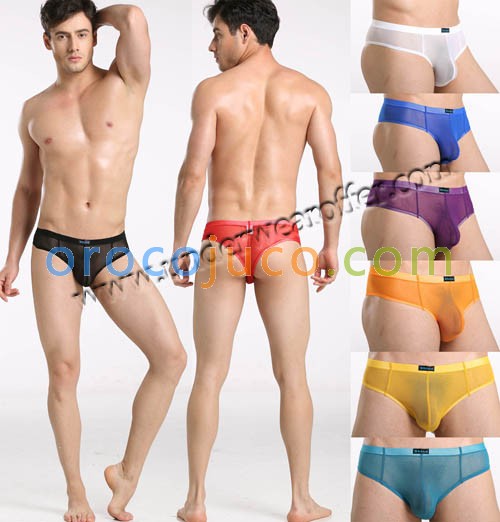 New Sexy Men’s See Through Mesh Bikini Briefs Underwear Sheer Mini Briefs Thong Size S M L 8 Colors For Choose MU885