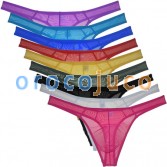 Men's See-through Mesh Thongs Bikini Underwear Low-rise Jockstrap Hipster T-back