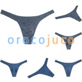 Men's Embroider G-string Bulge Pouch Unusual Thong Underwear Stretch T-back Hipster Tanga