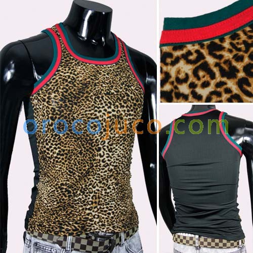 Leopard Sexy Mens Underwear Tank Top MU209