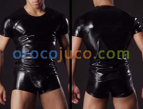 Sexy Mens faux leather T-shirt underwear MU95