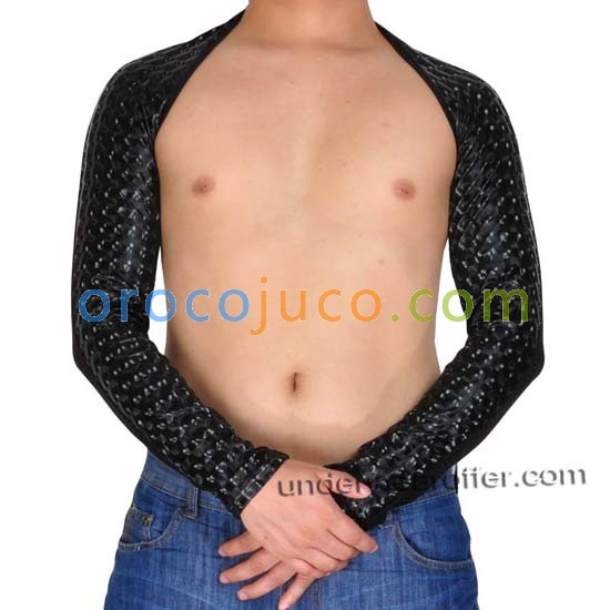 Sports Men Stretch Shiny Leather Like Hollow Arm Sleeves Shrug With Breath Holes MU435