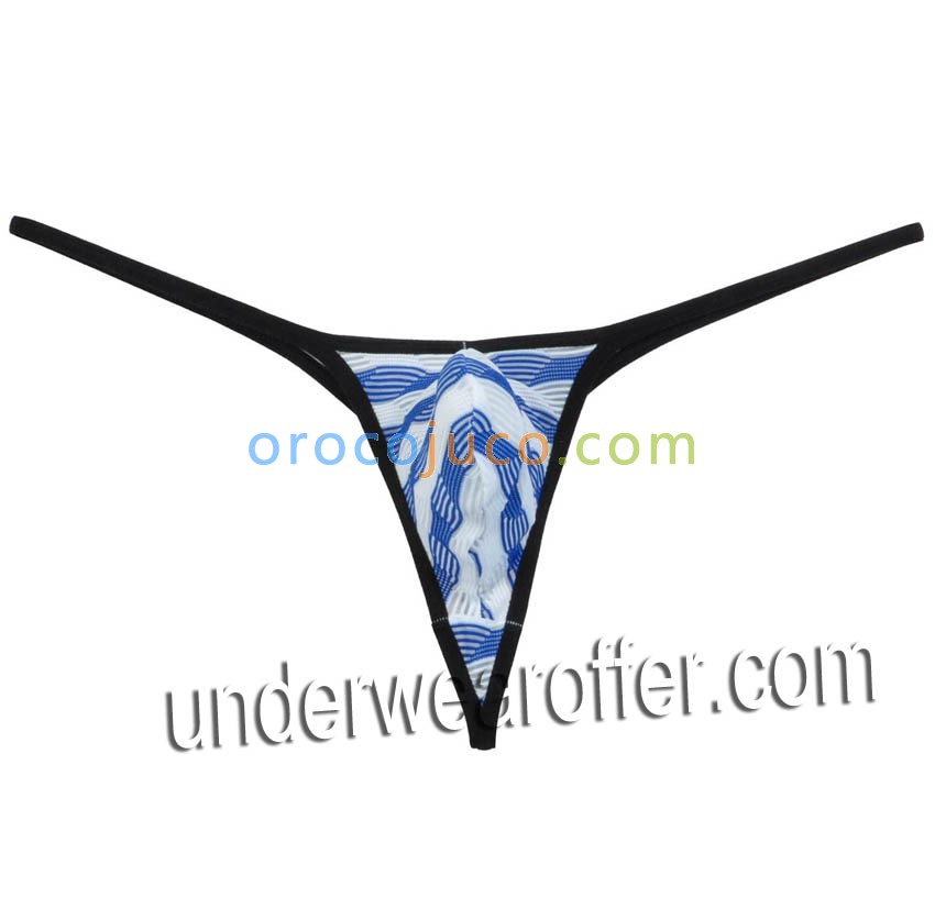 Men's Unique Stripe Mesh Tongs Underwear Bluge Pouch Bikinis G-Strings MU264X