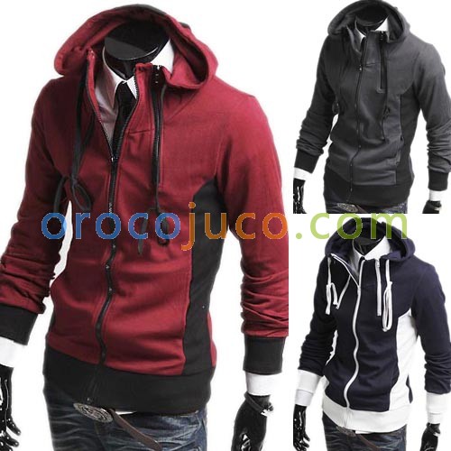 Men’s Stylish Slim Fit Jackets Coats Hoody Size XS~L 3 Color MU1028