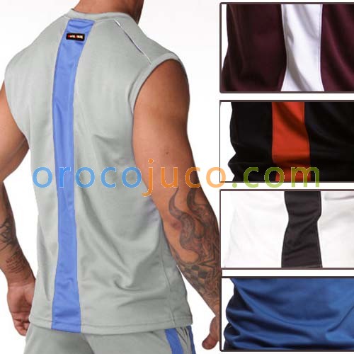 Mens GYM Sweat Tank Tops Vests Undershirt Wife Beater Sport T-Shirts MU154 S M L