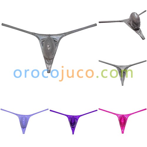 Men's Contour Pouch Tangas Underwear Elastic Panties Glossy Thong String T-Back MUOR293C