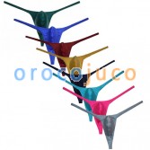Men's Gorgeous pure color Pouch Thong Bulge Underwear Shiny Bikini