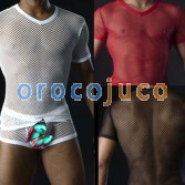 Sexy Mens big Mesh Underwear manga corta camiseta MU78