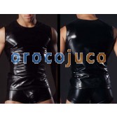 Camiseta sin mangas de imitación de cuero Camiseta Camiseta con uniforme de mujer Espuma MU94