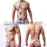 Pantalones de chándal de un hombro de hombre sexy Body deportivo Chaleco de lucha de estilo libre MU1943