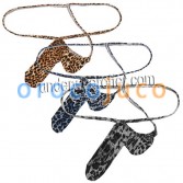 Hombres Sexy Leopard Micro Tanga larga bolsa Stretchy G-String Fitness posando ropa interior masculina MU2051
