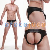 Ropa interior de cuero sintético sexy para hombres U-Breve Parte Diseño de malla Bikini Briefs G-String MU353 Talla M L XL