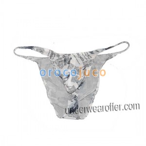 Periódico para hombres Bikinis Briefs Ropa interior de la bolsa Cadena Cheeky Briefs Tanga pantalones MU735