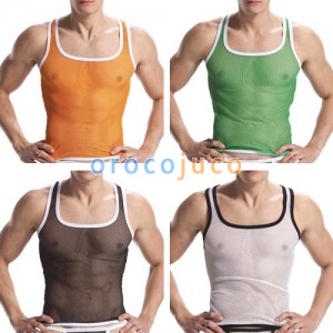 Camiseta sin mangas para hombre Sexy Mesh Underwear MU03