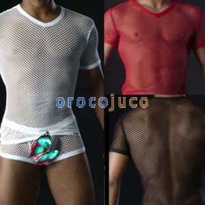 Sexy Mens big Mesh Underwear manga corta camiseta MU78