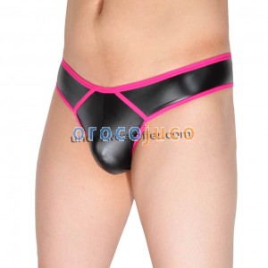 Ropa interior de cuero sintético Sexy de los hombres tanga Gay Men Underwear Jockstrap MU86X
