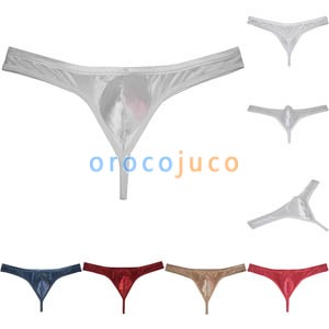 Men's Low Rise Contour Bulge Pouch Thong Underwear Shiny Bikini Jockstrap String Tangas