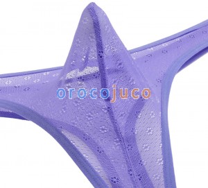 Ropa interior de encaje transparente Jacquard de los hombres atractivos de T-Back Vea a través de la bolsa Bikinis Tangas MU239X